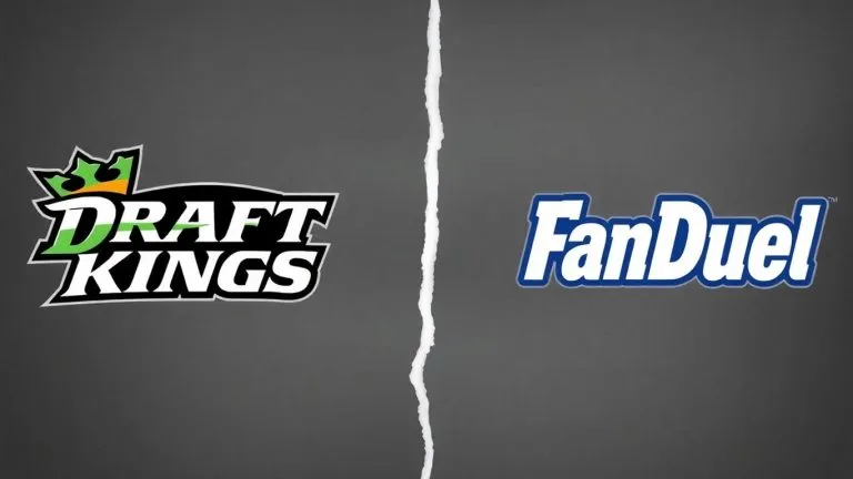 DraftKings and FanDuel logos with a dispute symbol.