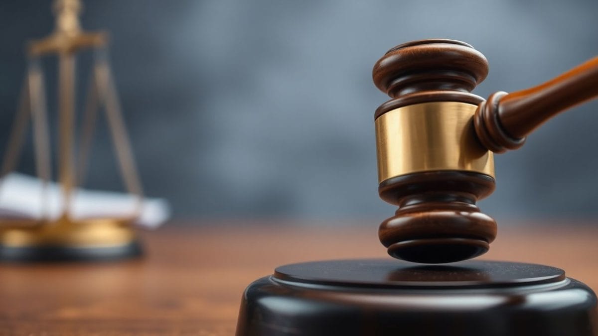 Gavel striking block in legal proceeding