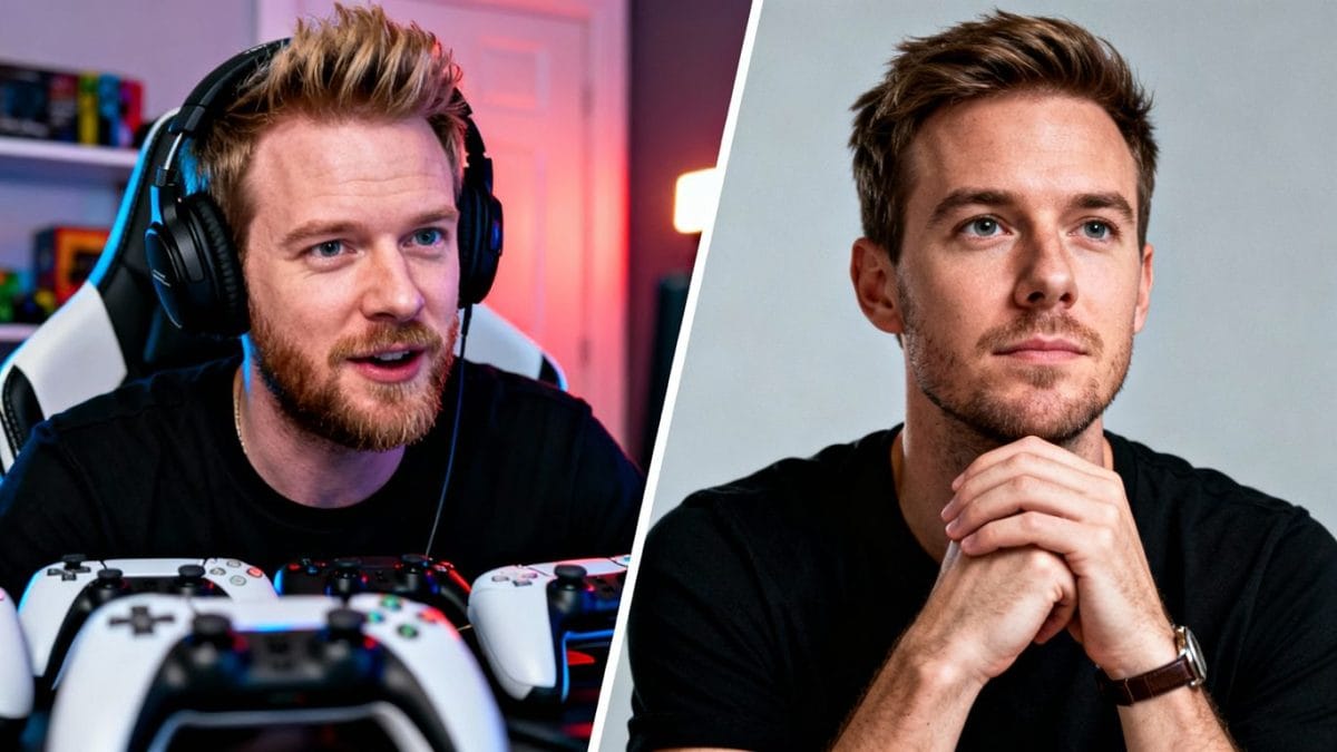 [PewDiePie] in gaming setup and then in a new setting.