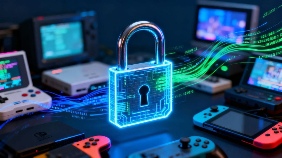 Gaming consoles with a digital padlock and code.