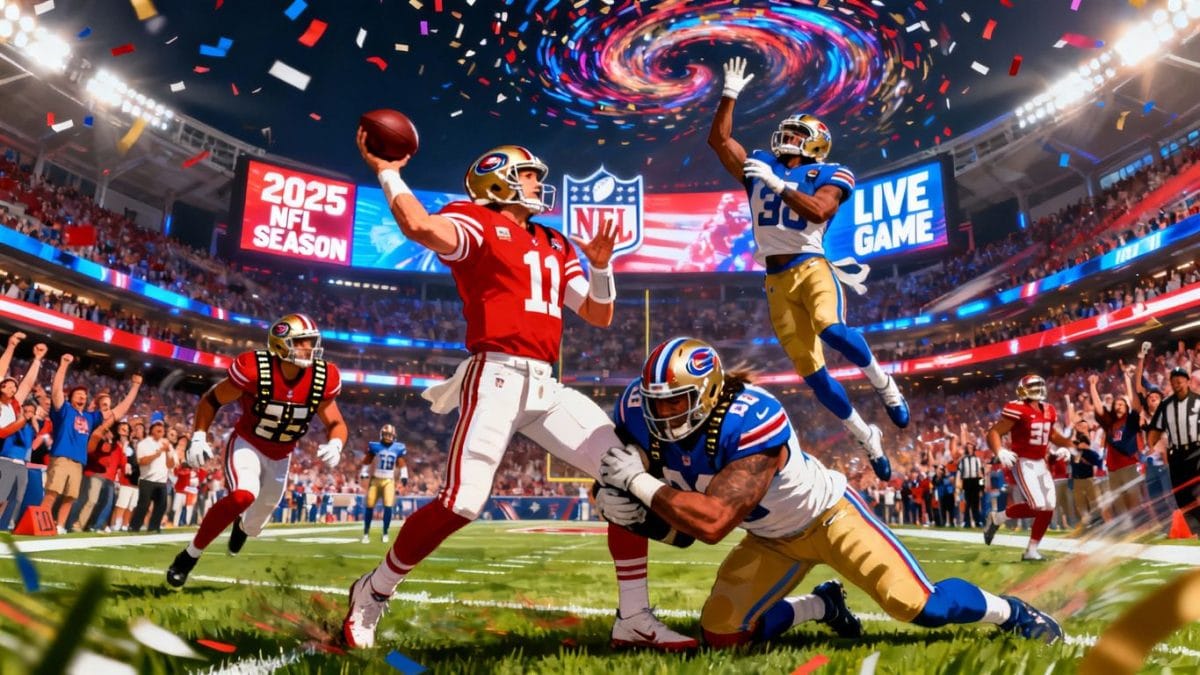 NFL game action with stadium atmosphere