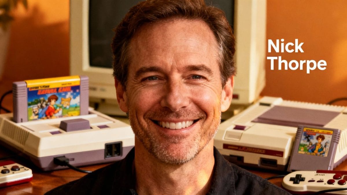 Portrait of beloved retro gaming journalist Nick Thorpe.