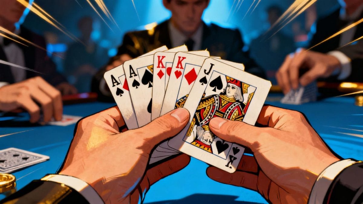 Spades card game illustration with hands and cards.