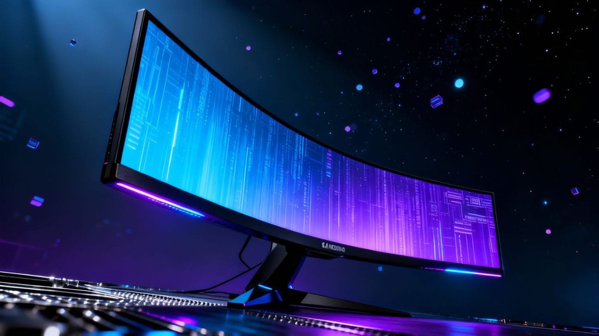 Samsung Odyssey Neo G9 gaming monitor on display.