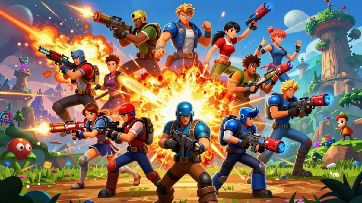 Collage of exciting PC game characters and elements.