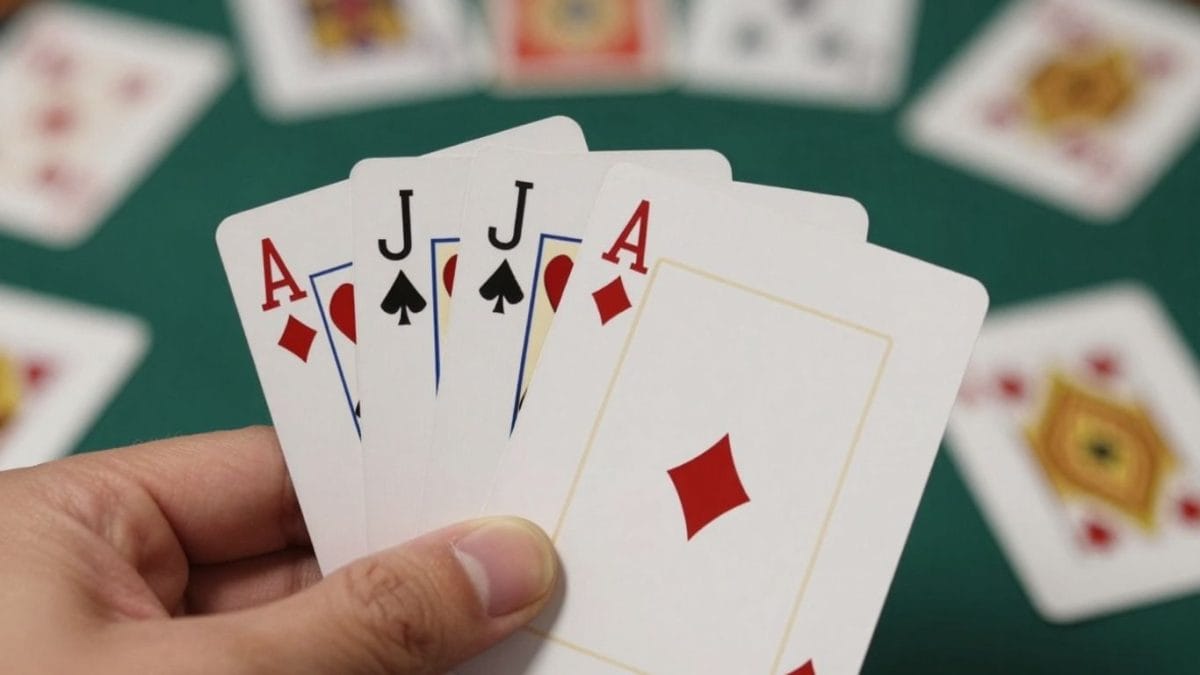 Solitaire game with cards and a winning hand.