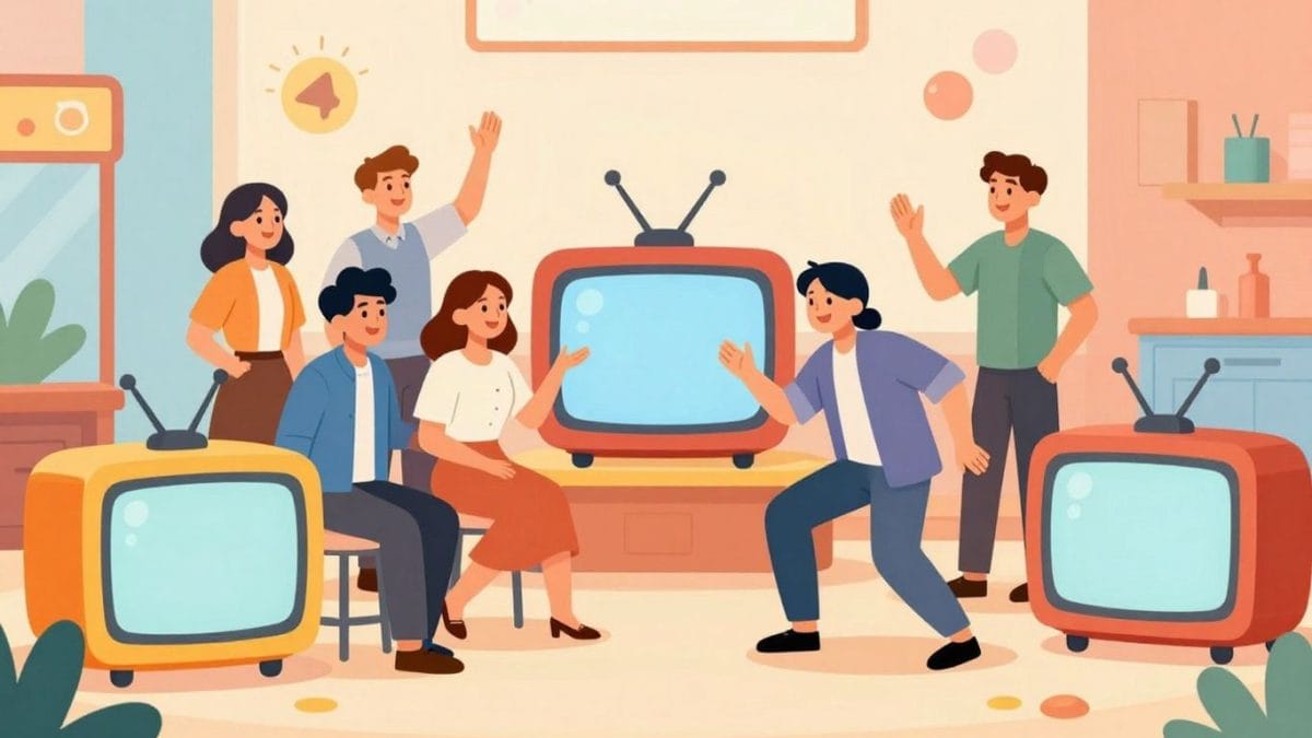 Entertainment Tonight hosts smiling in a colorful studio setting.