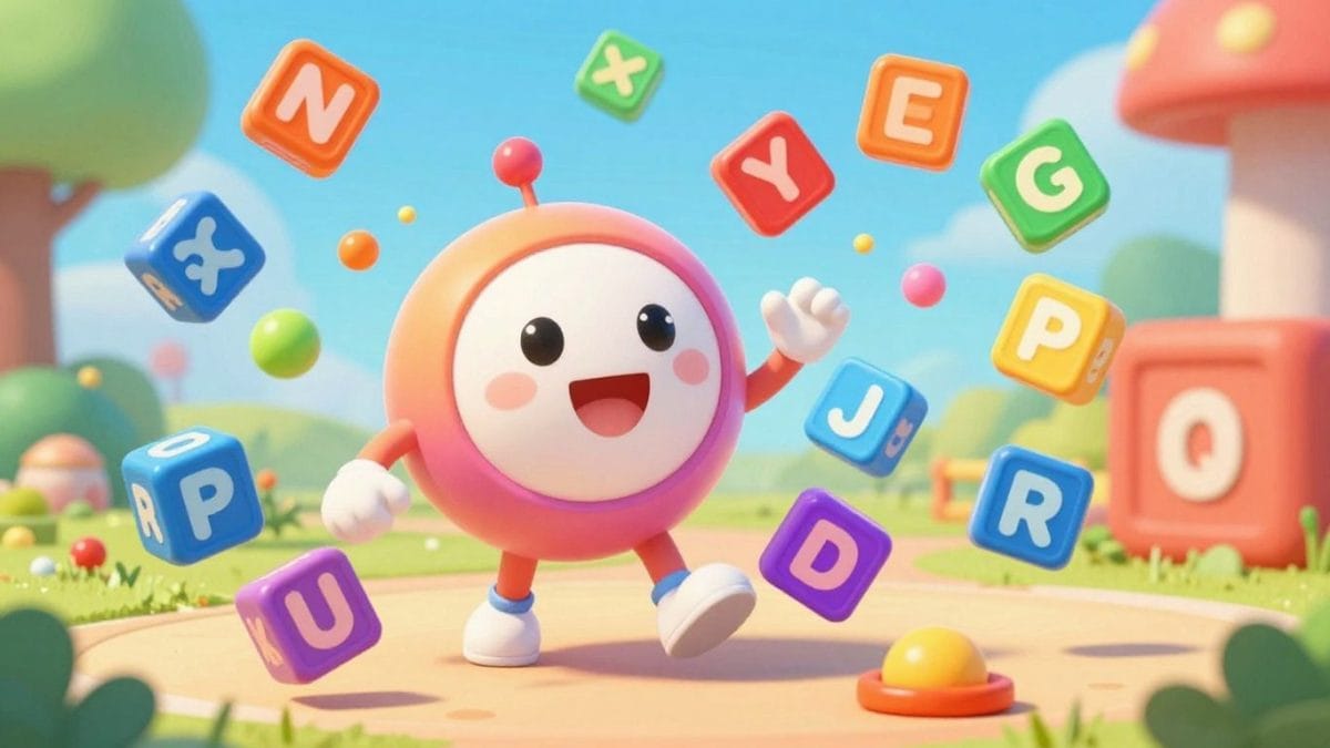 Playful alphabet game with colorful letter blocks.