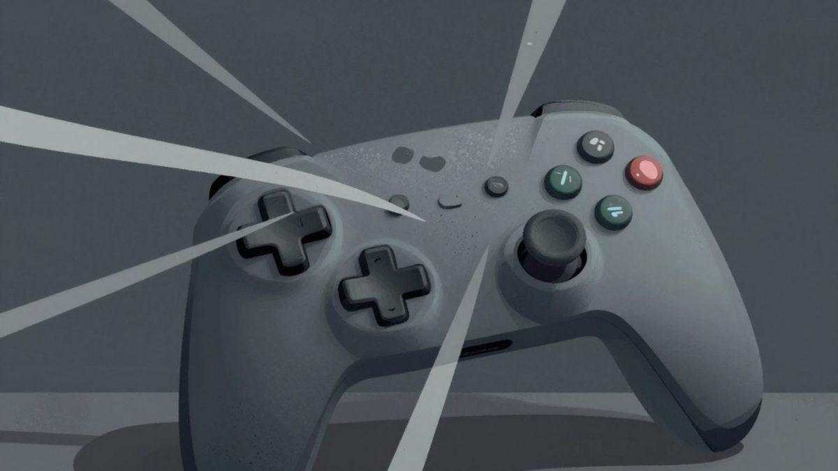 Frustrated gamer experiencing a scratchy game.