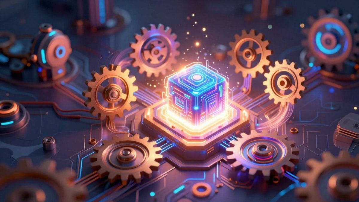 Magical AI transforming industries with futuristic energy.