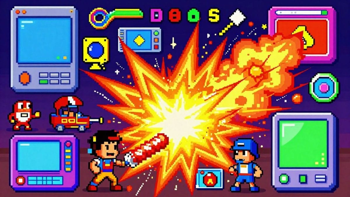 Iconic Shockwave game elements collage