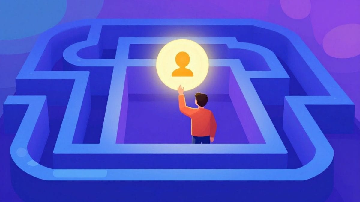 Customer service support icon in a game-like maze