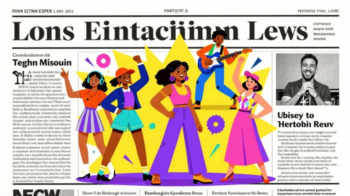 Pop culture icons in a game-like illustration.