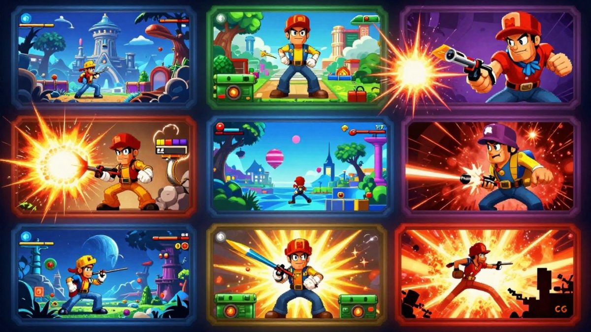 Collage of popular 2017 video game characters and scenes.