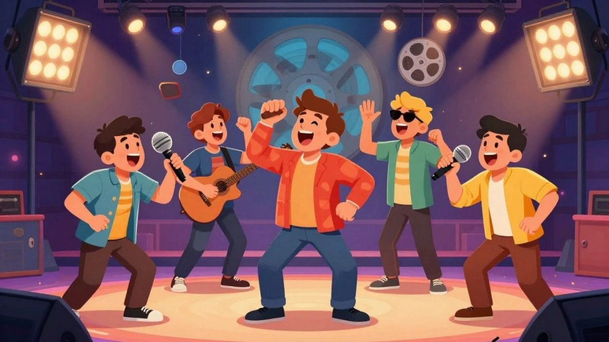 Entertainment pronunciation game with fun characters and symbols.