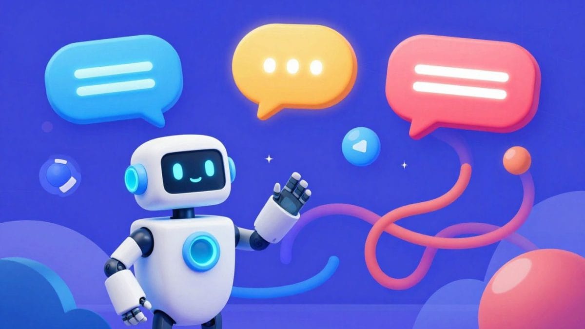 Conversational AI chat interface with friendly robot avatar.