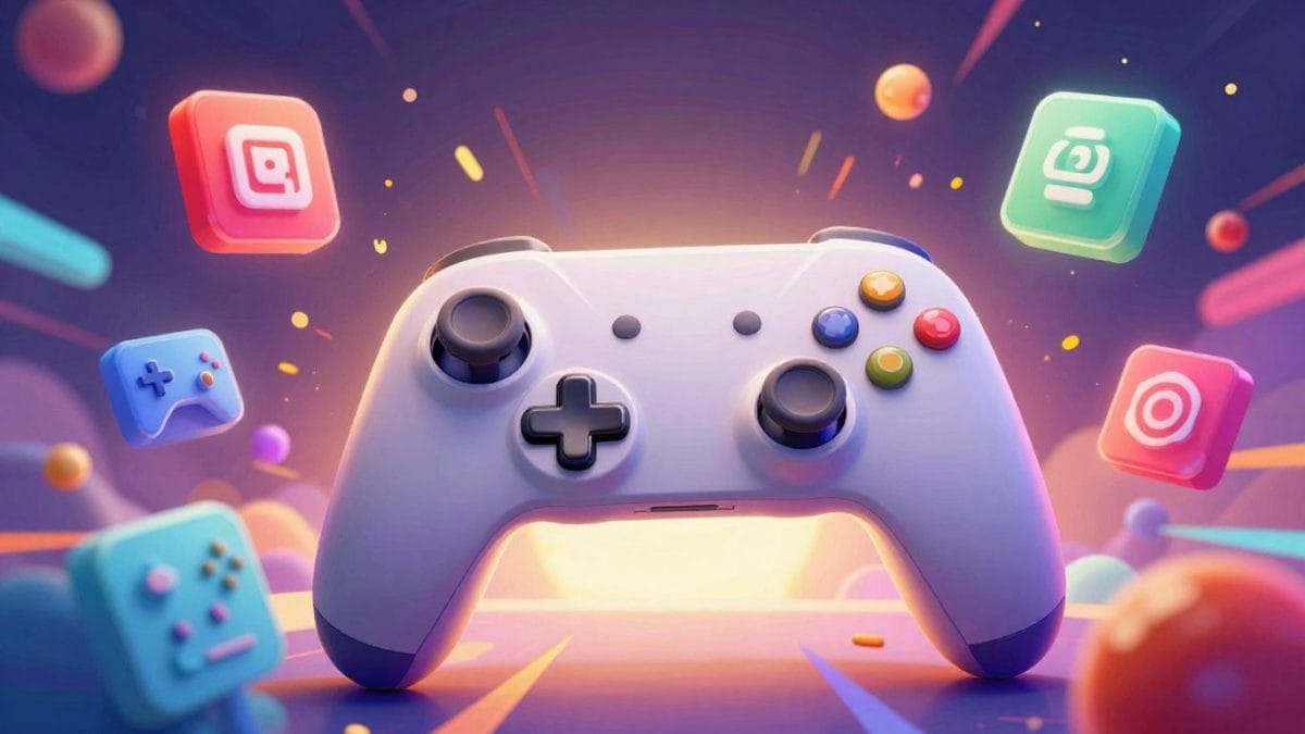 Gaming controller and icons with a login portal.