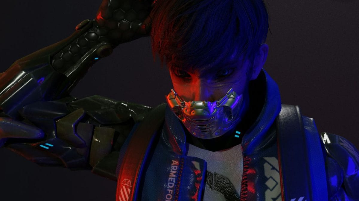 a man wearing a mask